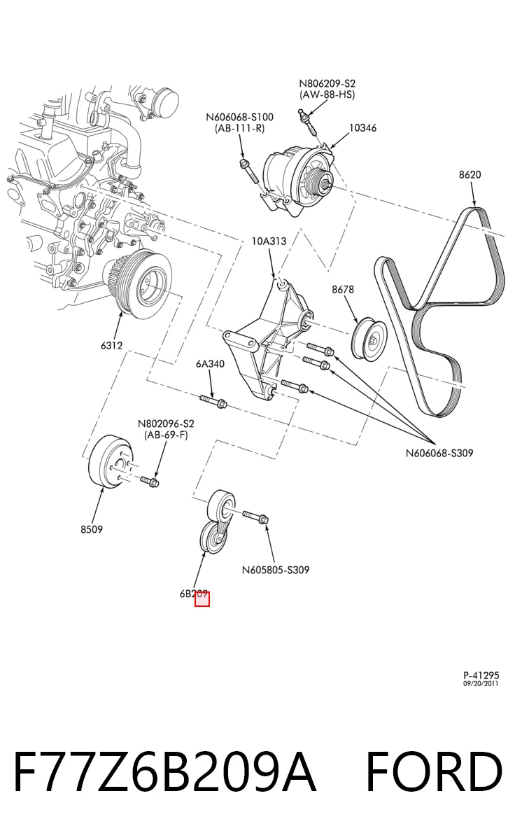 F77Z6B209A Ford Натяжна планка поліклинового ременя