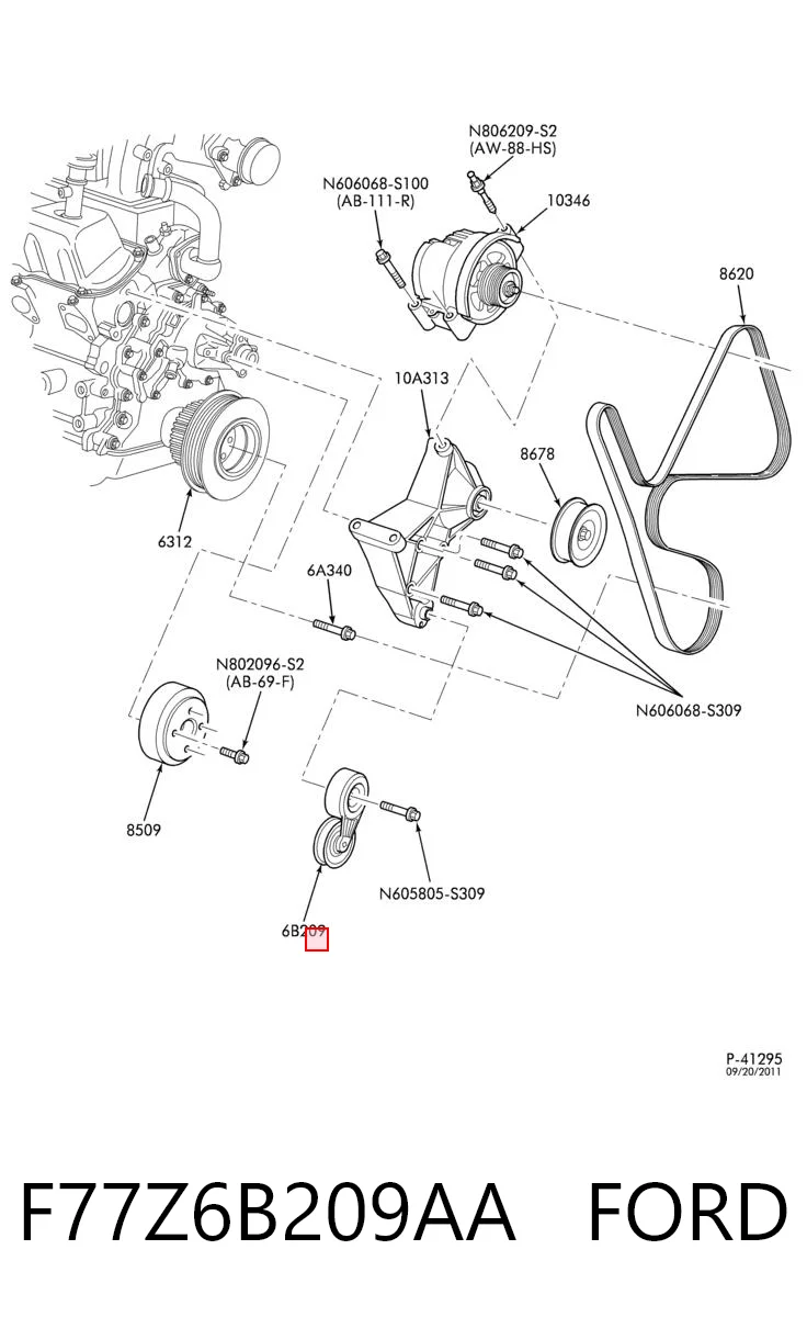 F77Z6B209AA Ford Натяжна планка поліклинового ременя