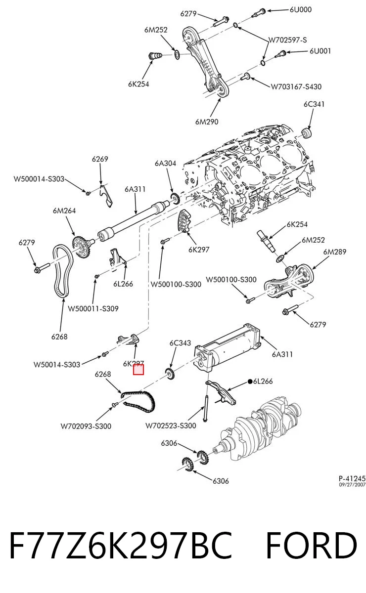 F77Z6K297BC Ford Заспокоювач ланцюга балансировочного вала