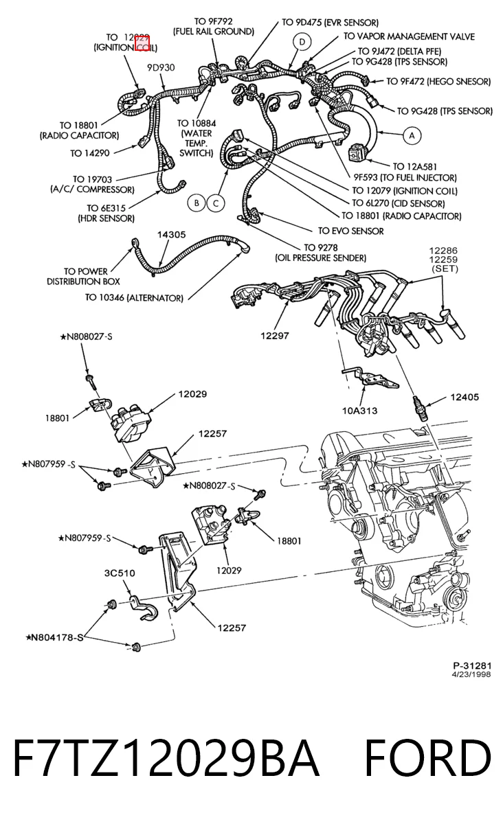 F7TZ12029BA Ford Котушка запалювання