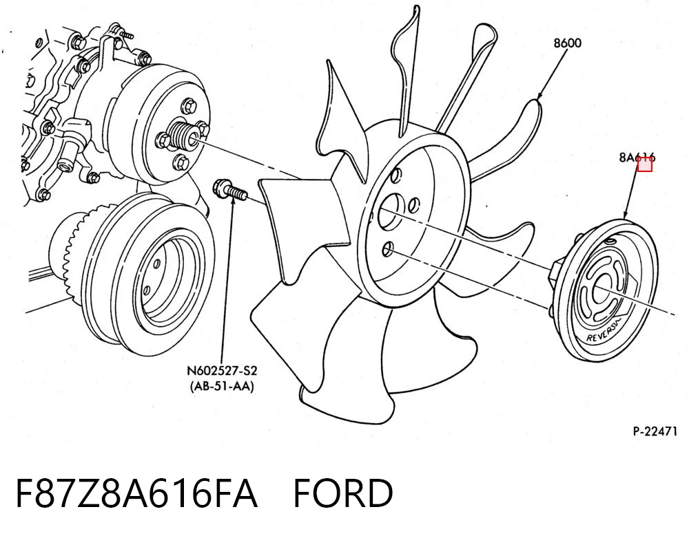 F87Z8A616FA Ford Гідромуфта приводу вентилятора