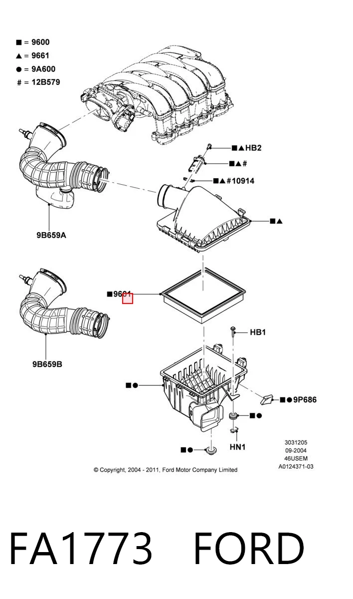 FA1773 Ford Повітряний фільтр двигуна