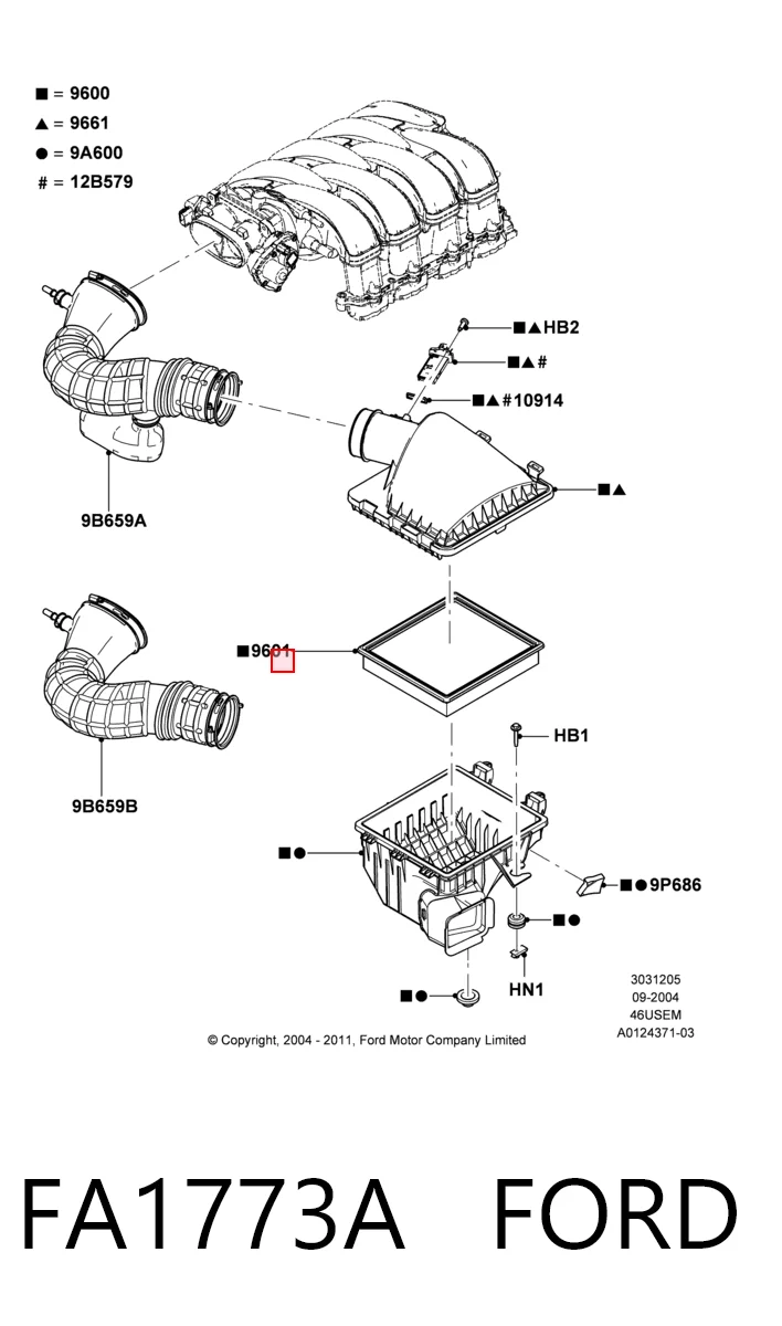 FA1773A Ford Повітряний фільтр двигуна