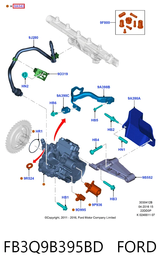 FB3Q9B395BD Ford Насос паливний високого тиску (ПНВТ)