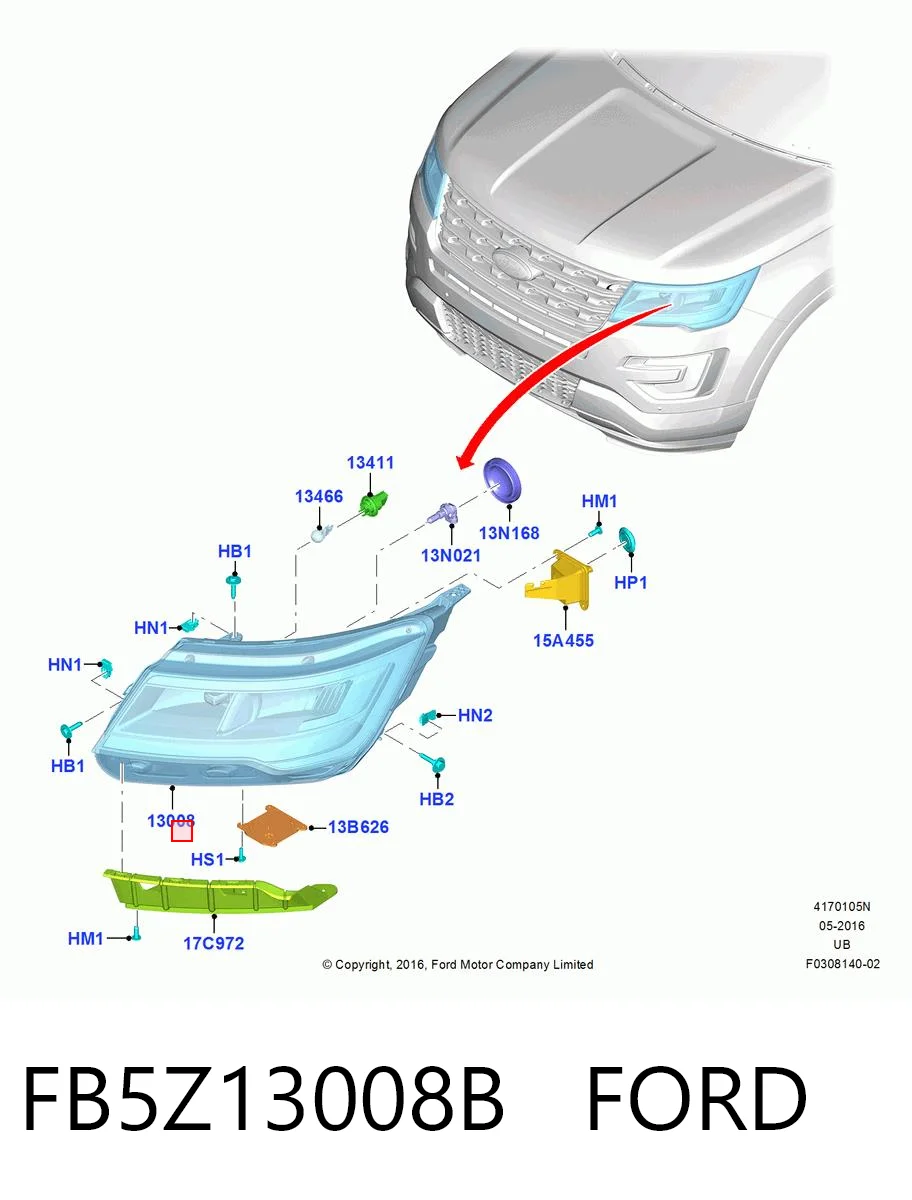 FB5Z13008B Ford Основна фара - вставка
