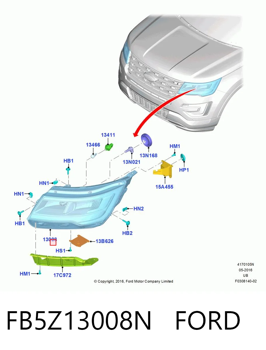 FB5Z13008N Ford Фара ліва передня