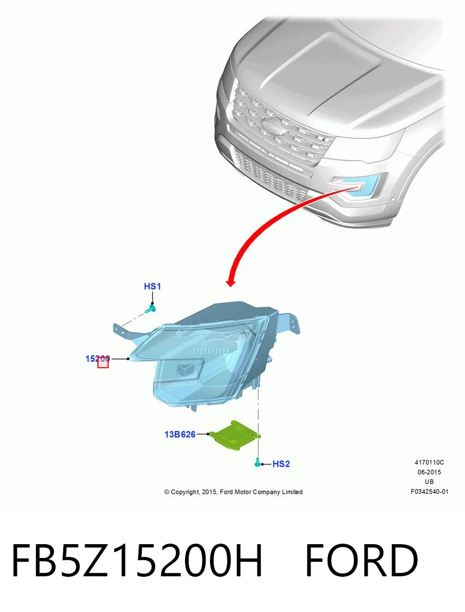 FB5Z15200H Ford Фара протитуманна, права