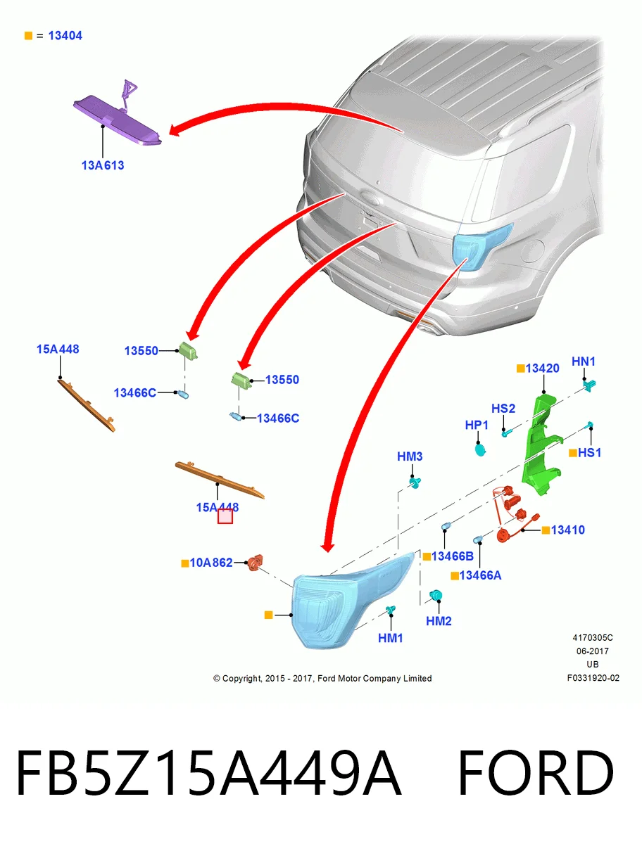 FB5Z15A449A Ford Лівий катафот бампера
