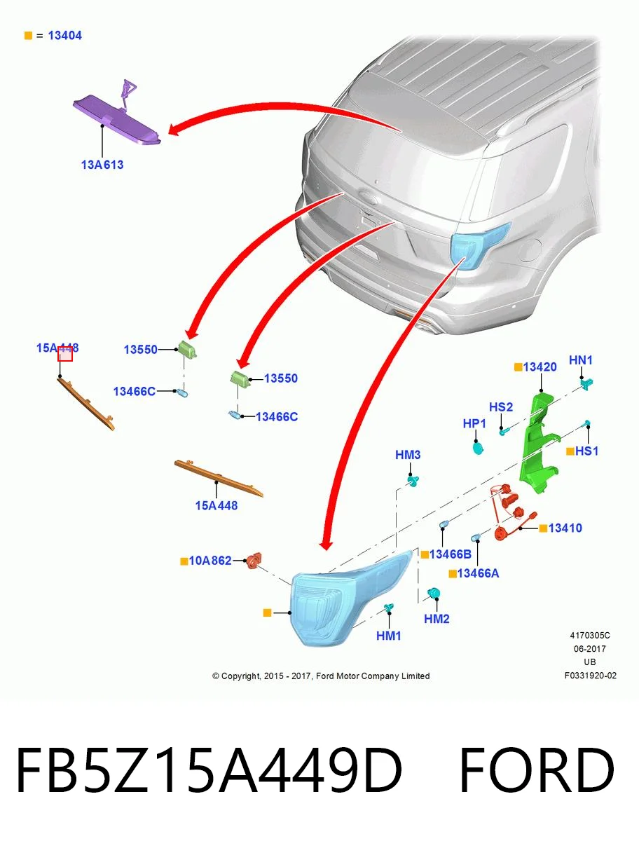FB5Z15A449D Ford Правий катафот бампера