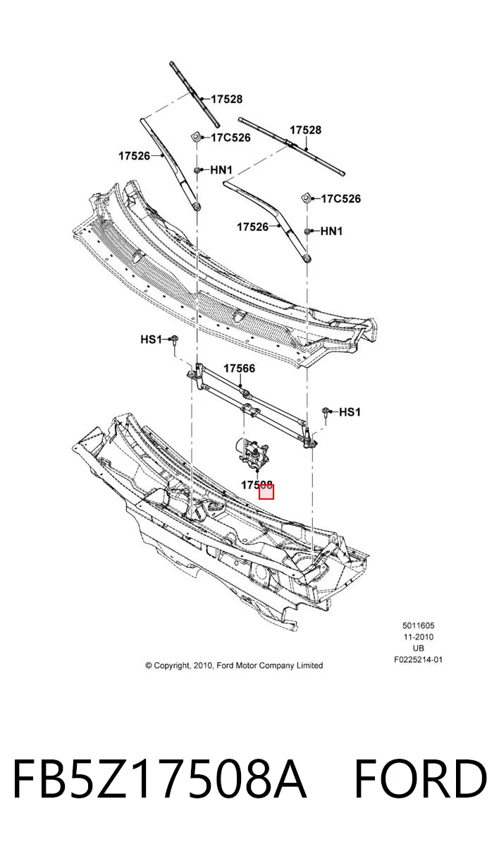FB5Z17508A Ford Мотор склоочисника скла (трапеції)
