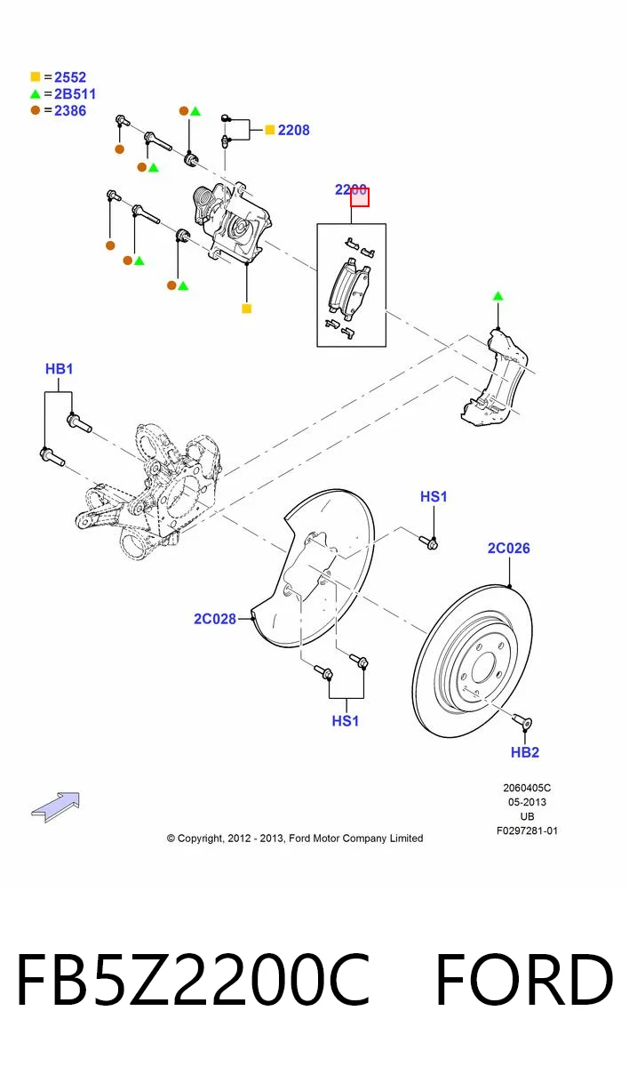 FB5Z2200C Ford Колодки гальмівні задні, дискові