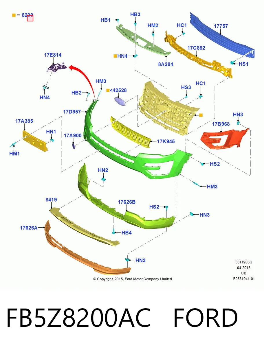 FB5Z8200AC Ford Решітка радіатора