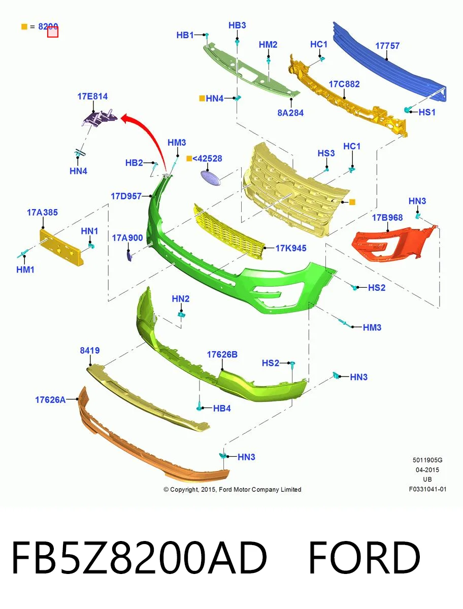 FB5Z8200AD Ford Решітка радіатора