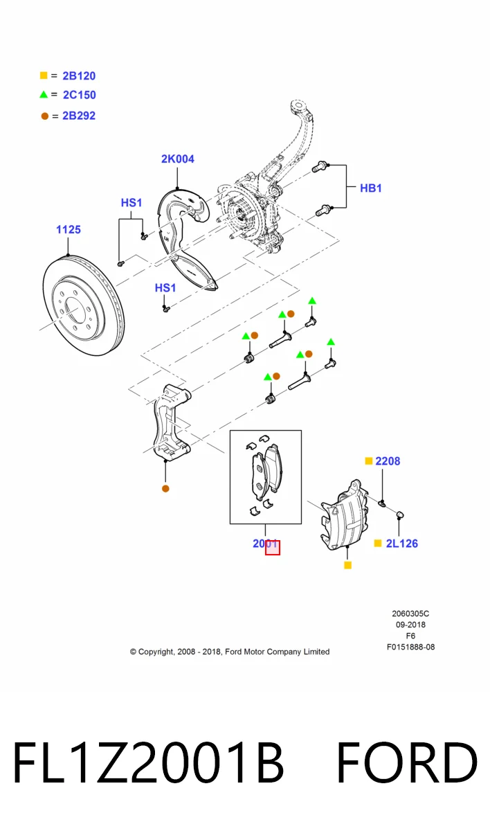 FL1Z2001B Ford Передні гальмівні колодки