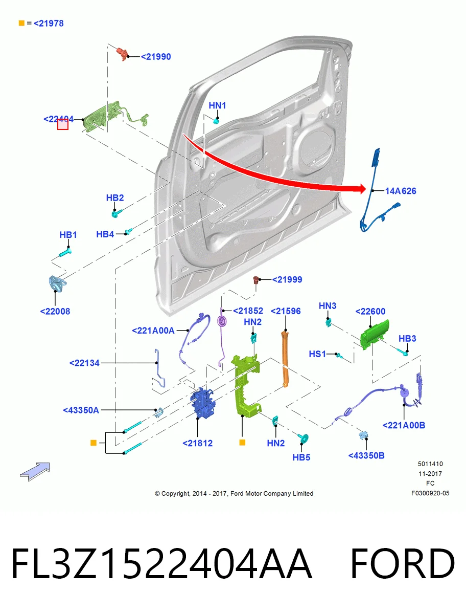 FL3Z1522404AA Ford Ручка передніх дверей зовнішня, права