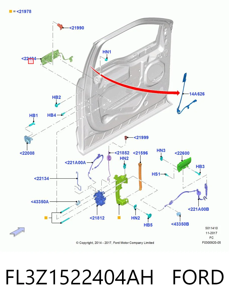 FL3Z1522404AH Ford Ручка передніх дверей зовнішня, права