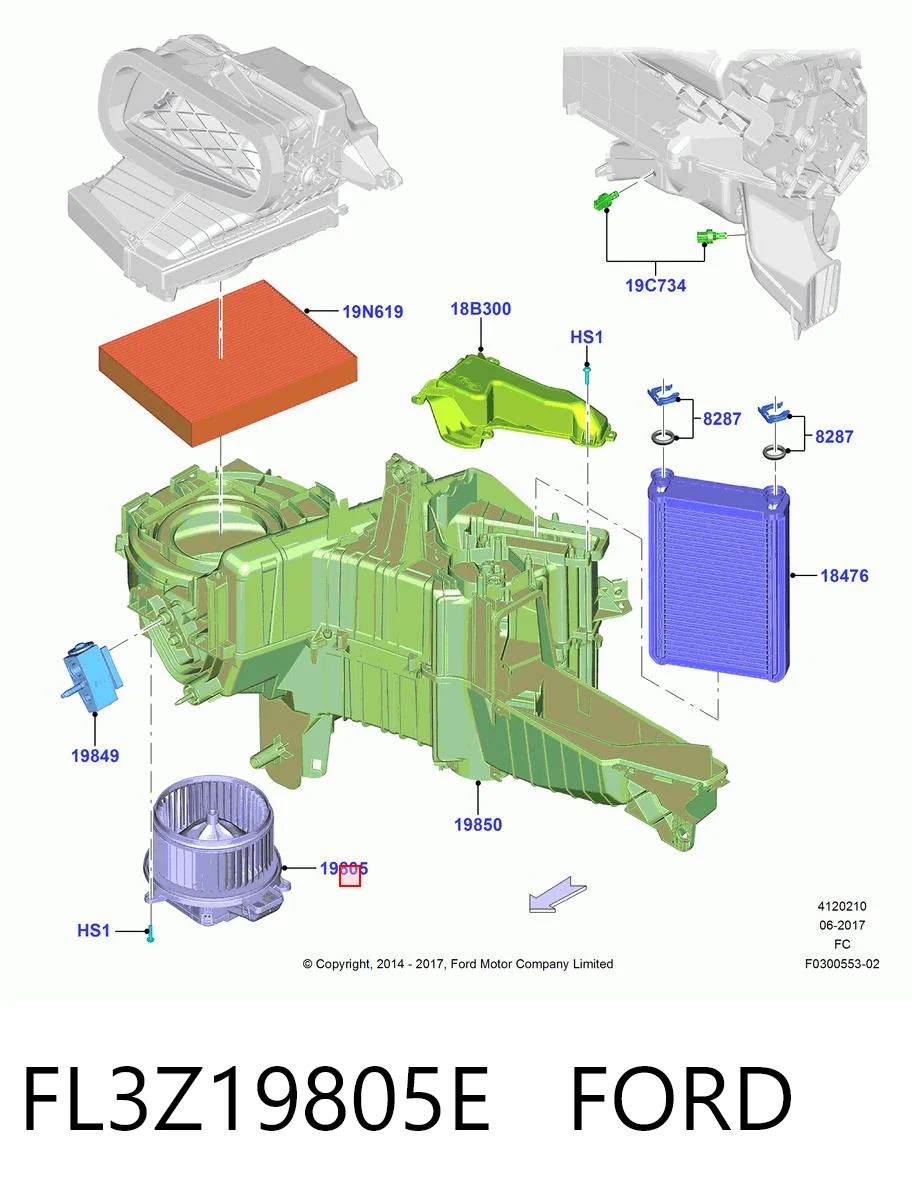 FL3Z19805E Ford Електромотор пічки