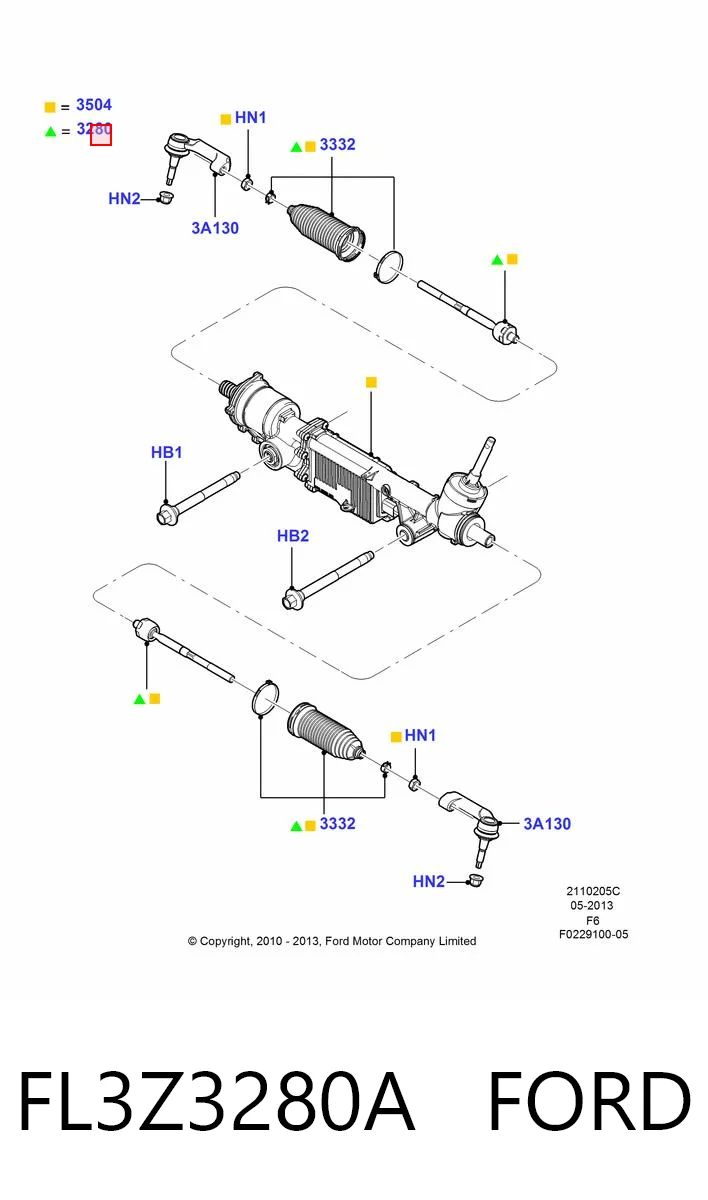 FL3Z3280A Ford Тяги кермові
