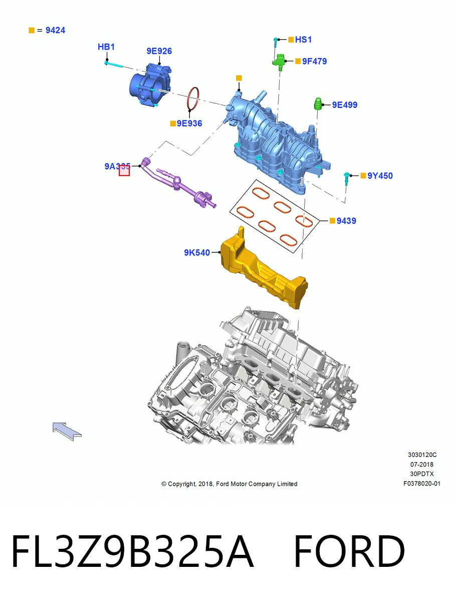 FL3Z9B325A Ford Система управління парами палива