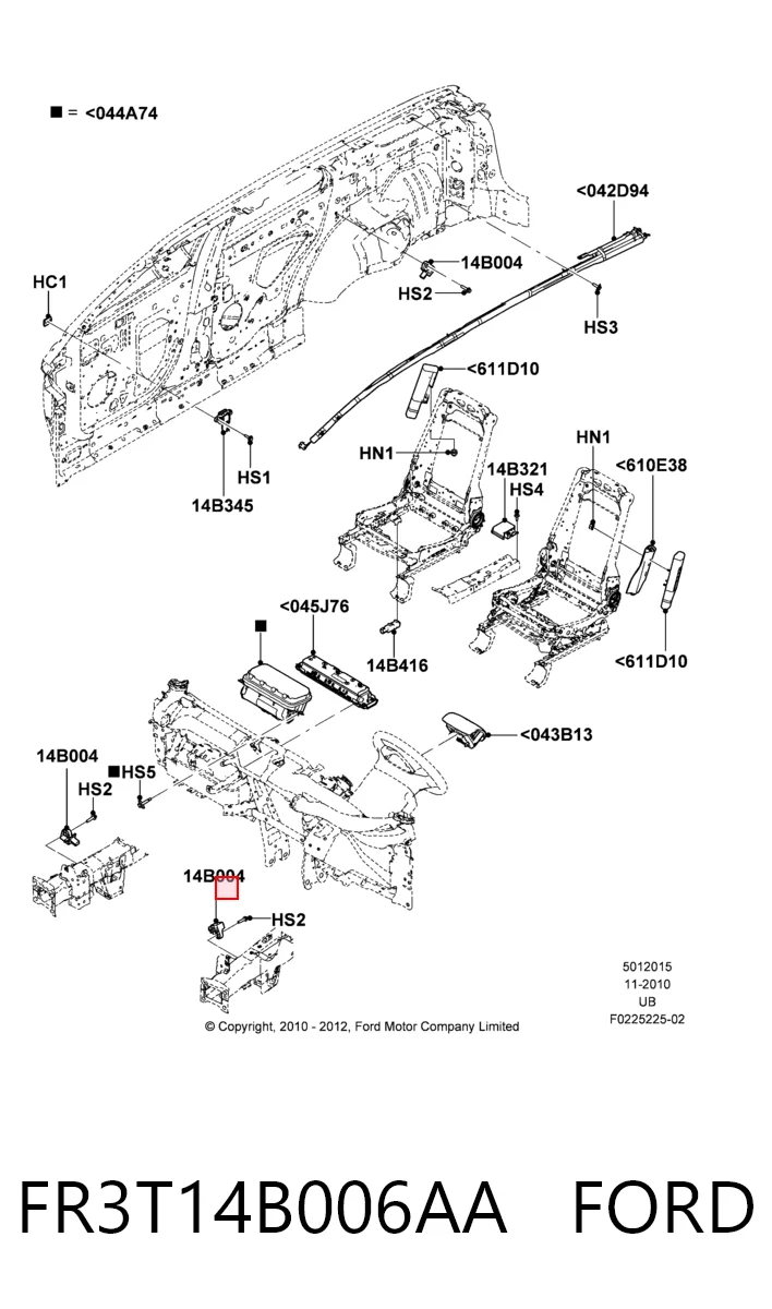 FR3T14B006AA Ford Датчик подушки безпеки