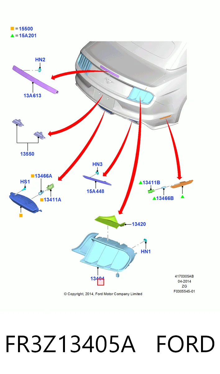 FR3Z13405A Ford Задня ліва фара