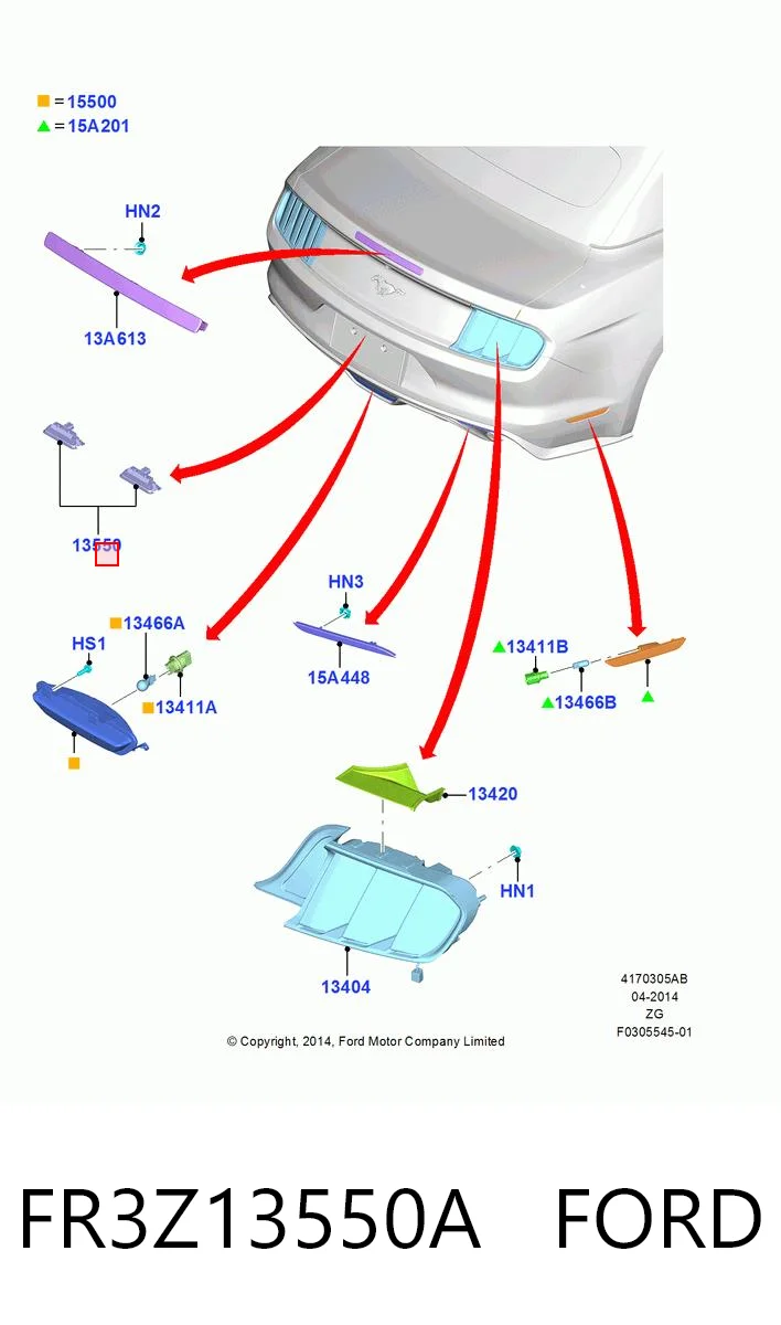 FR3Z13550A Ford Ліхтар освітлення номерного знака