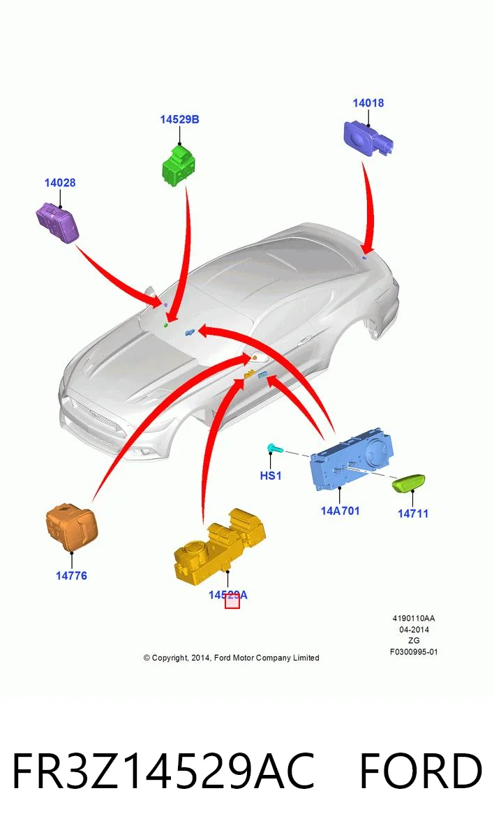 FR3Z14529AC Ford Кнопки переднього лівого склопід'ємника