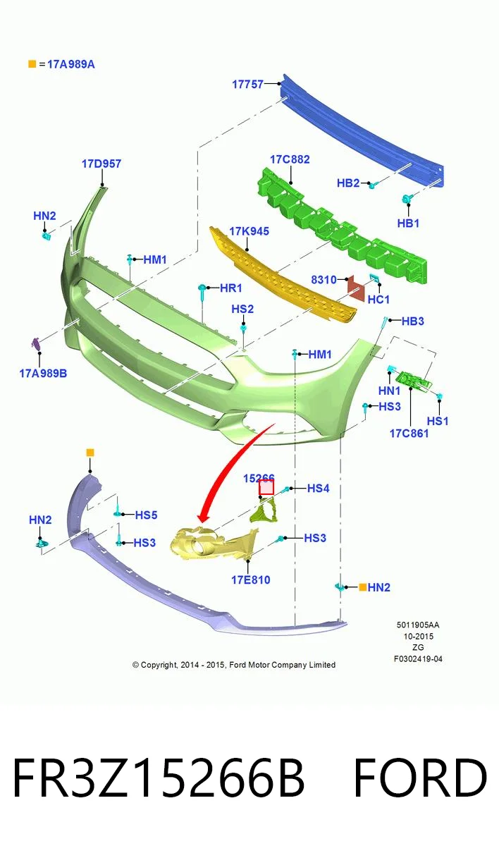 FR3Z15266B Ford Кріплення протитуманки, лівої