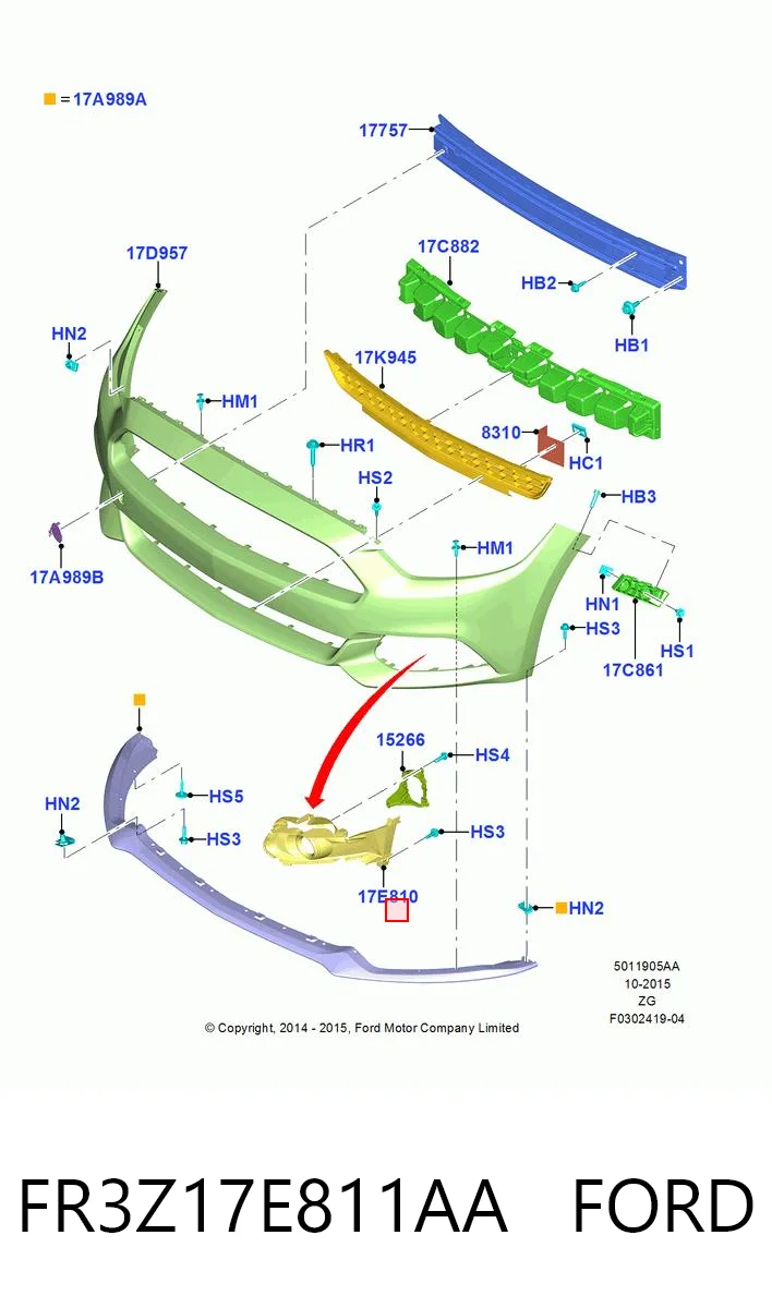 FR3Z17E811AA Ford Решітка протитуманних фар ліва