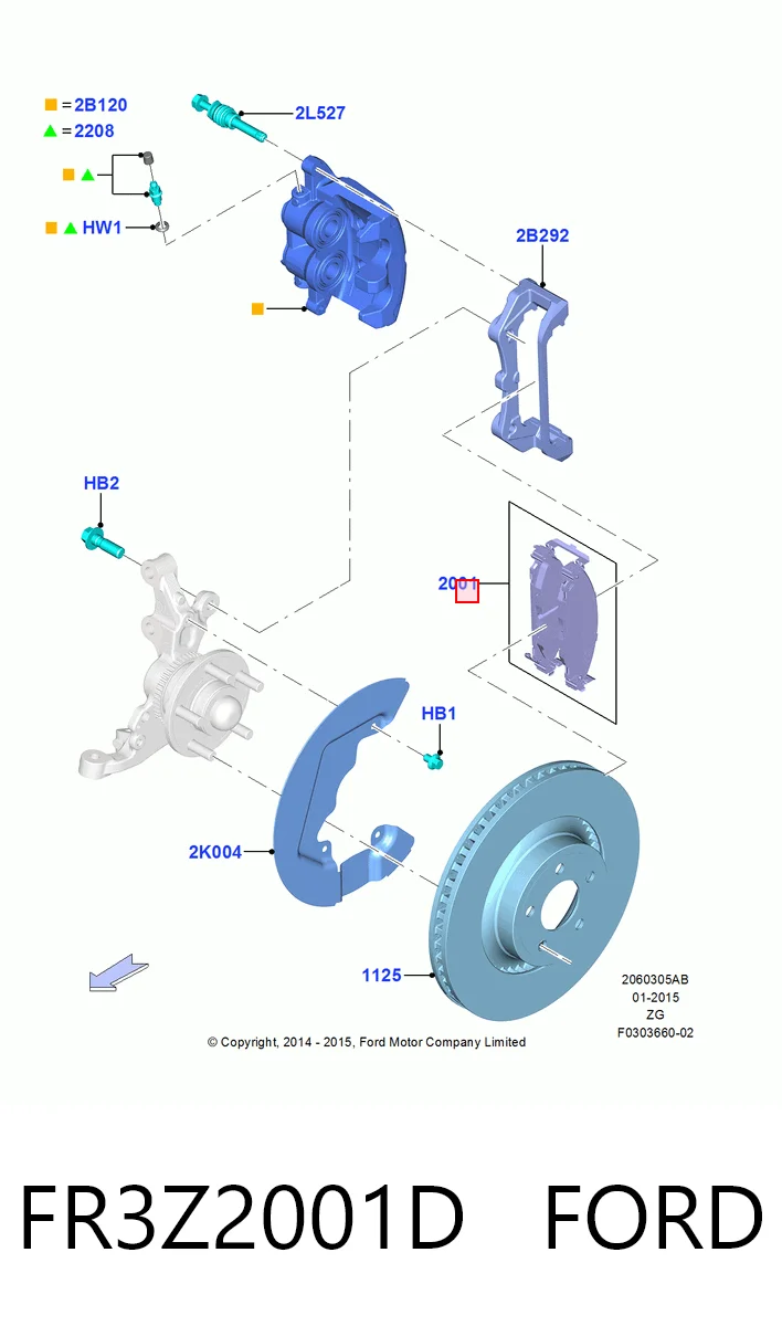 FR3Z2001D Ford Передні гальмівні колодки