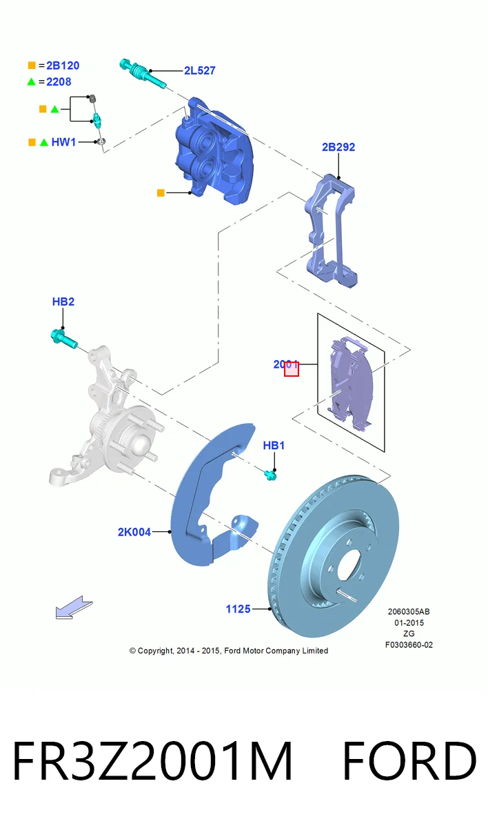 FR3Z2001M Ford Передні гальмівні колодки