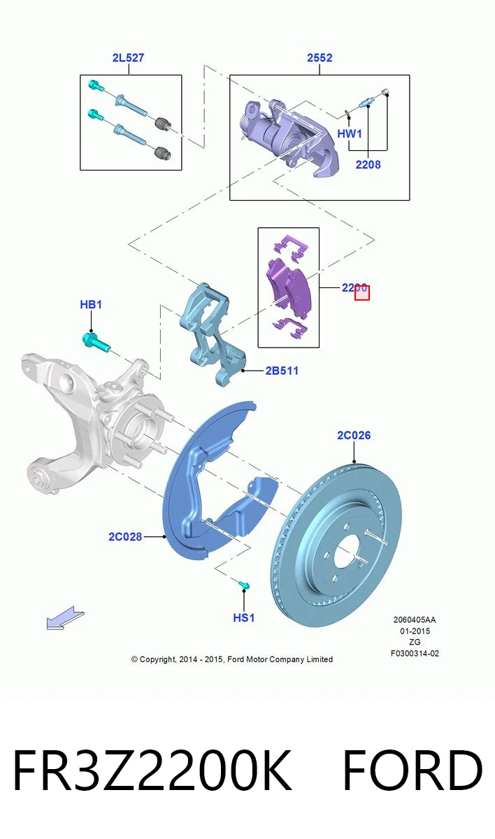 FR3Z2200K Ford Колодки гальмівні задні, дискові