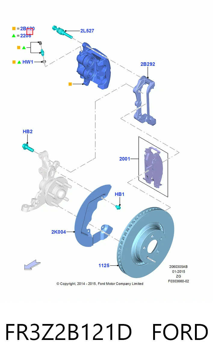 FR3Z2B121D Ford Супорт гальмівний, передній, лівий