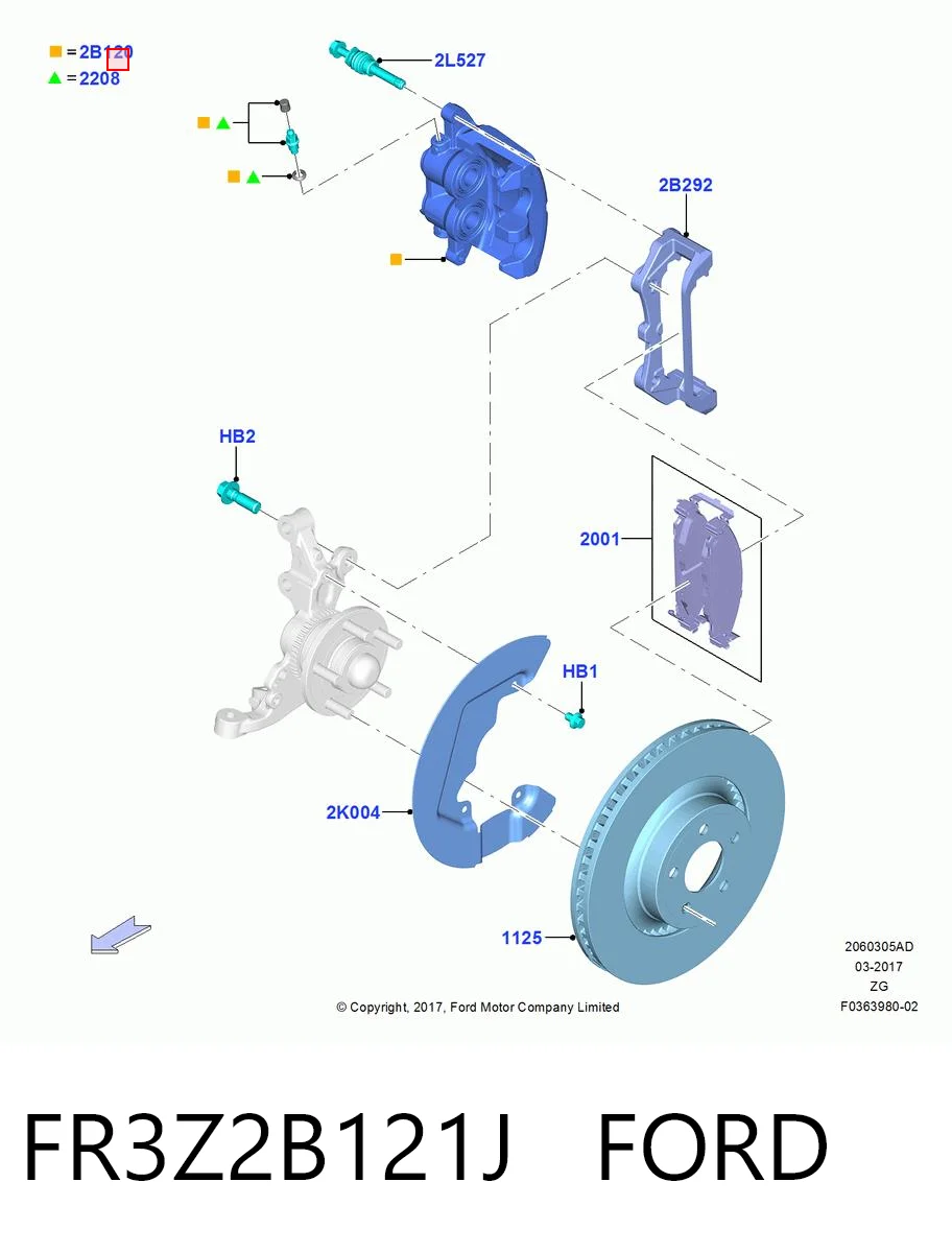 FR3Z2B121J Ford Супорт гальмівний, передній, лівий