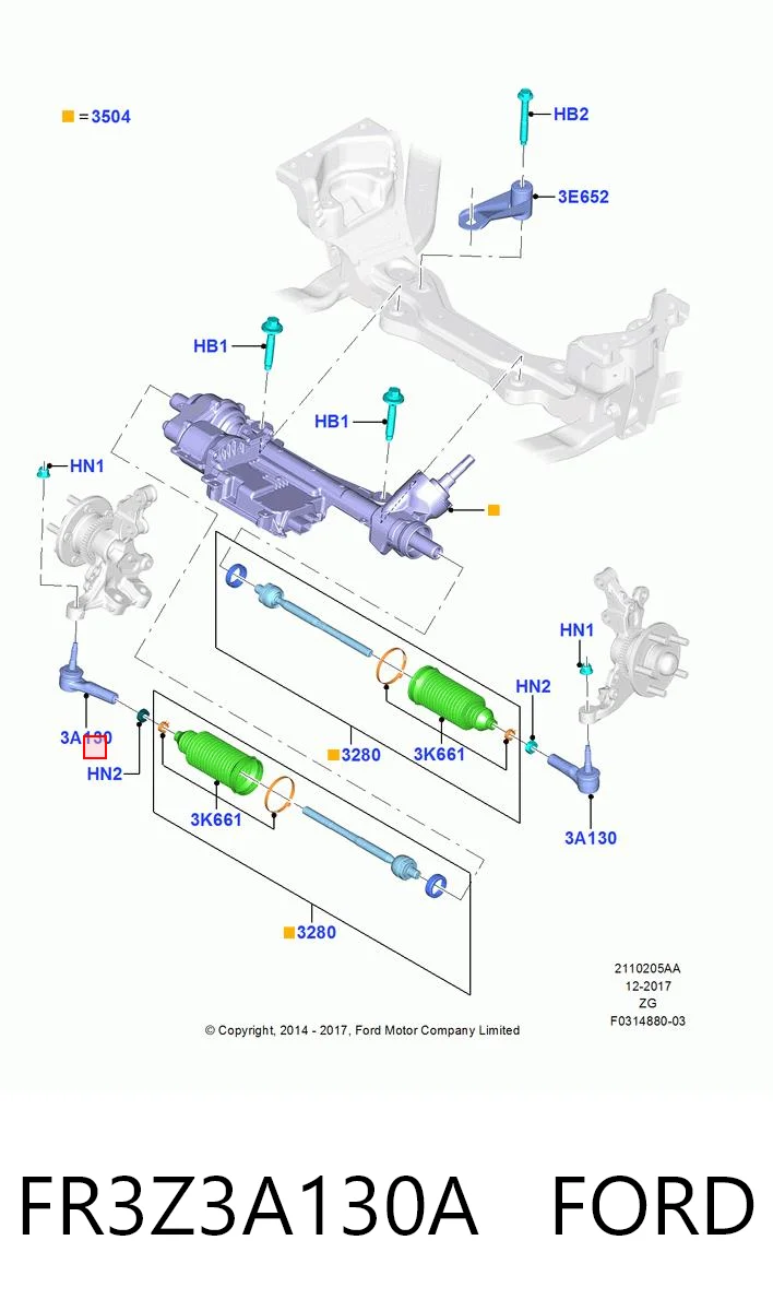 FR3Z3A130A Ford Зовнішній наконечник рульової тяги
