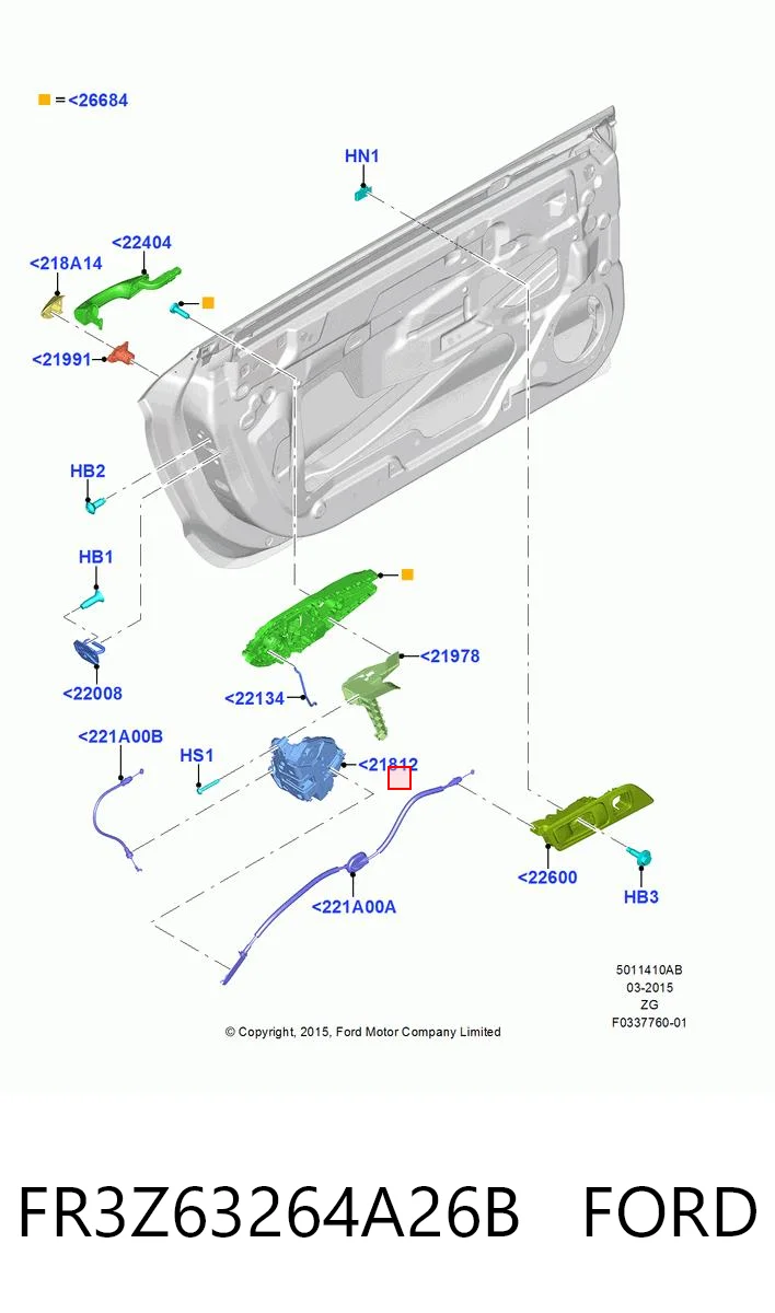 FR3Z63264A26B Ford Замок двері правої передньої
