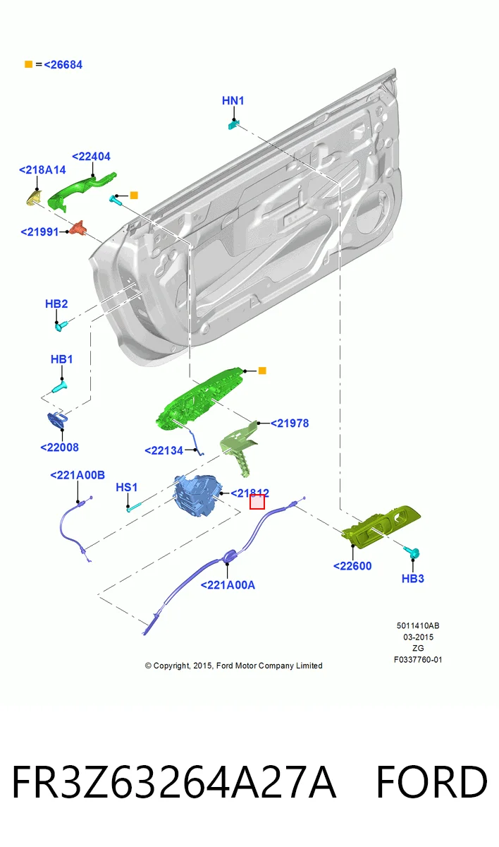FR3Z63264A27A Ford Замок водійських дверей