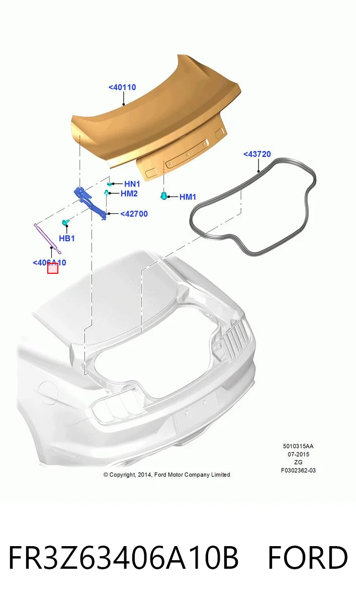 FR3Z63406A10B Ford Амортизатор кришки багажника / двері 3/5-ї задньої
