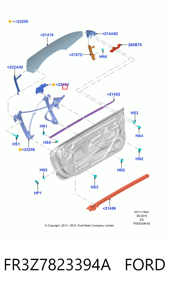 FR3Z7823394A Ford Мотор склопідйомника дверей передніх, правих