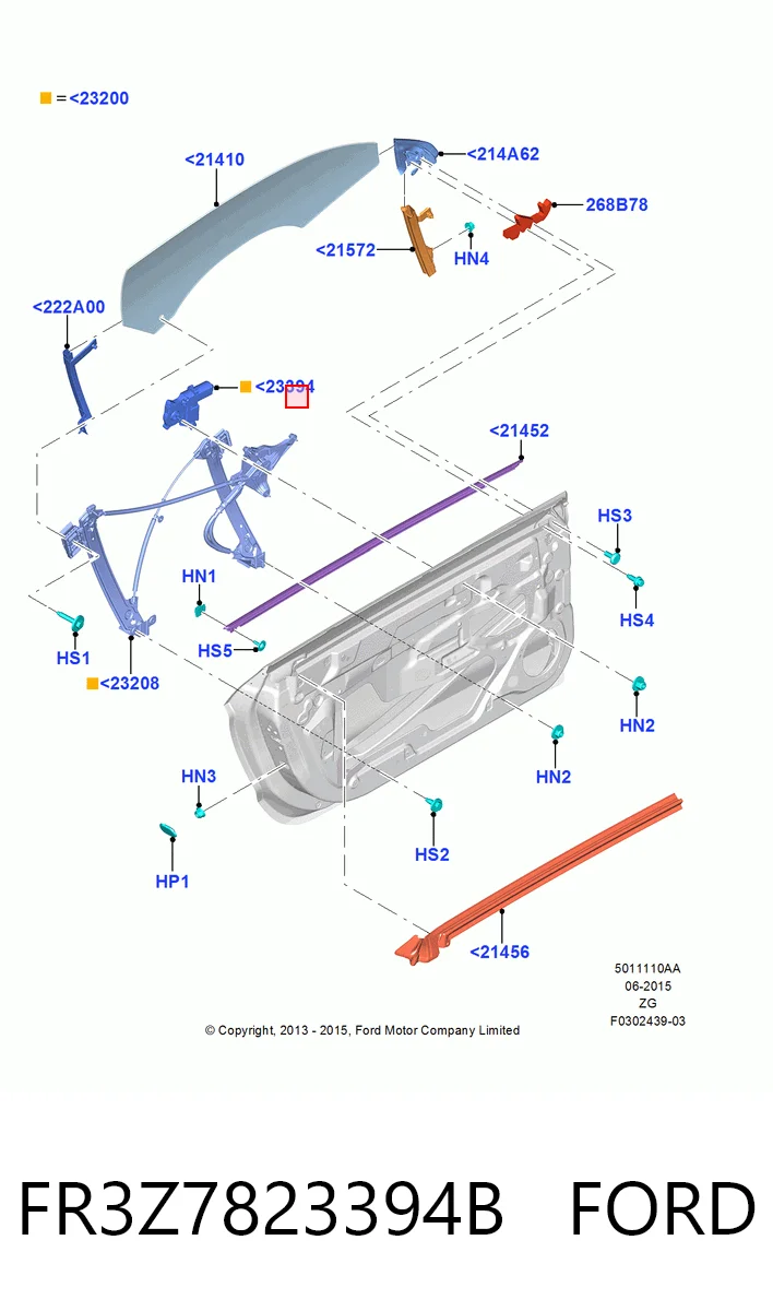 FR3Z7823394B Ford Мотор склопідйомника дверей передніх, правих
