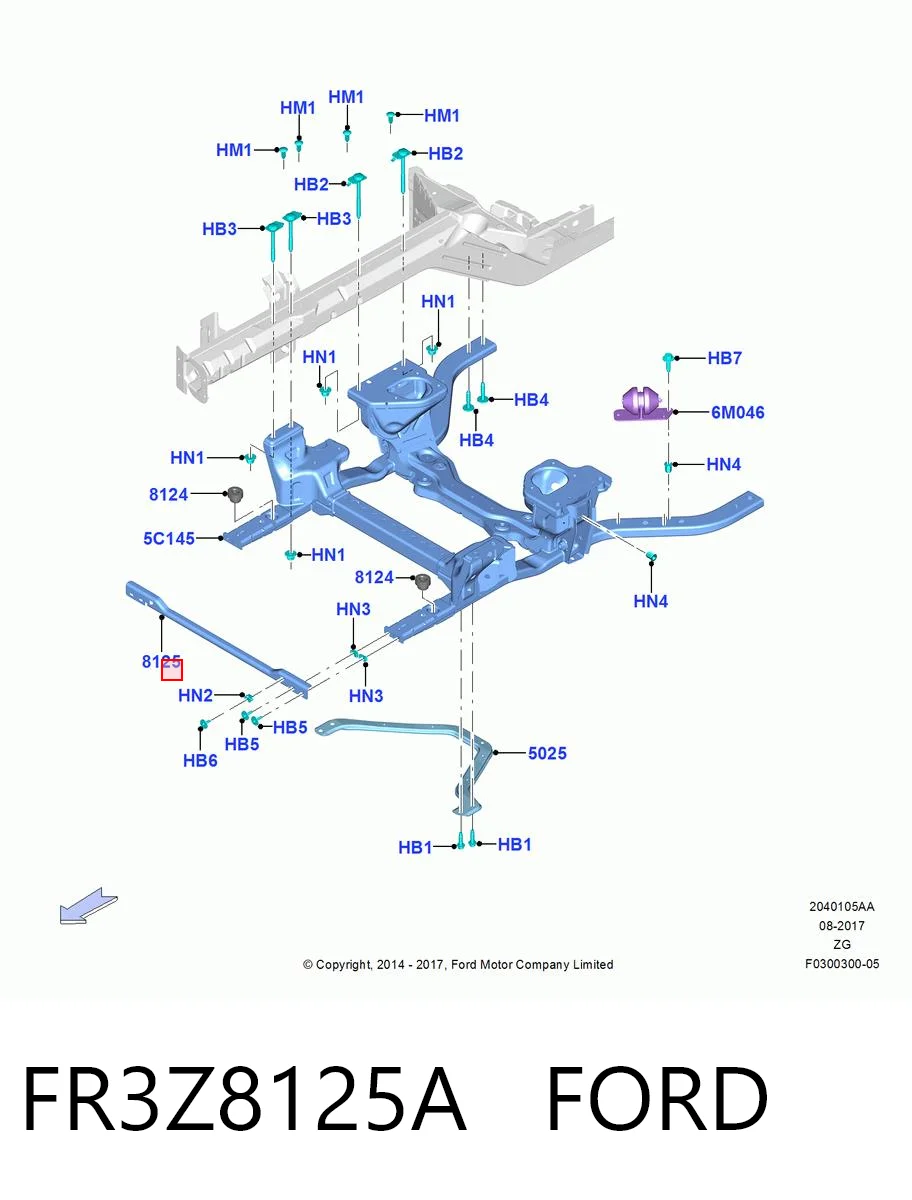 FR3Z8125A Ford Підсилювач супорта радіатора, нижній