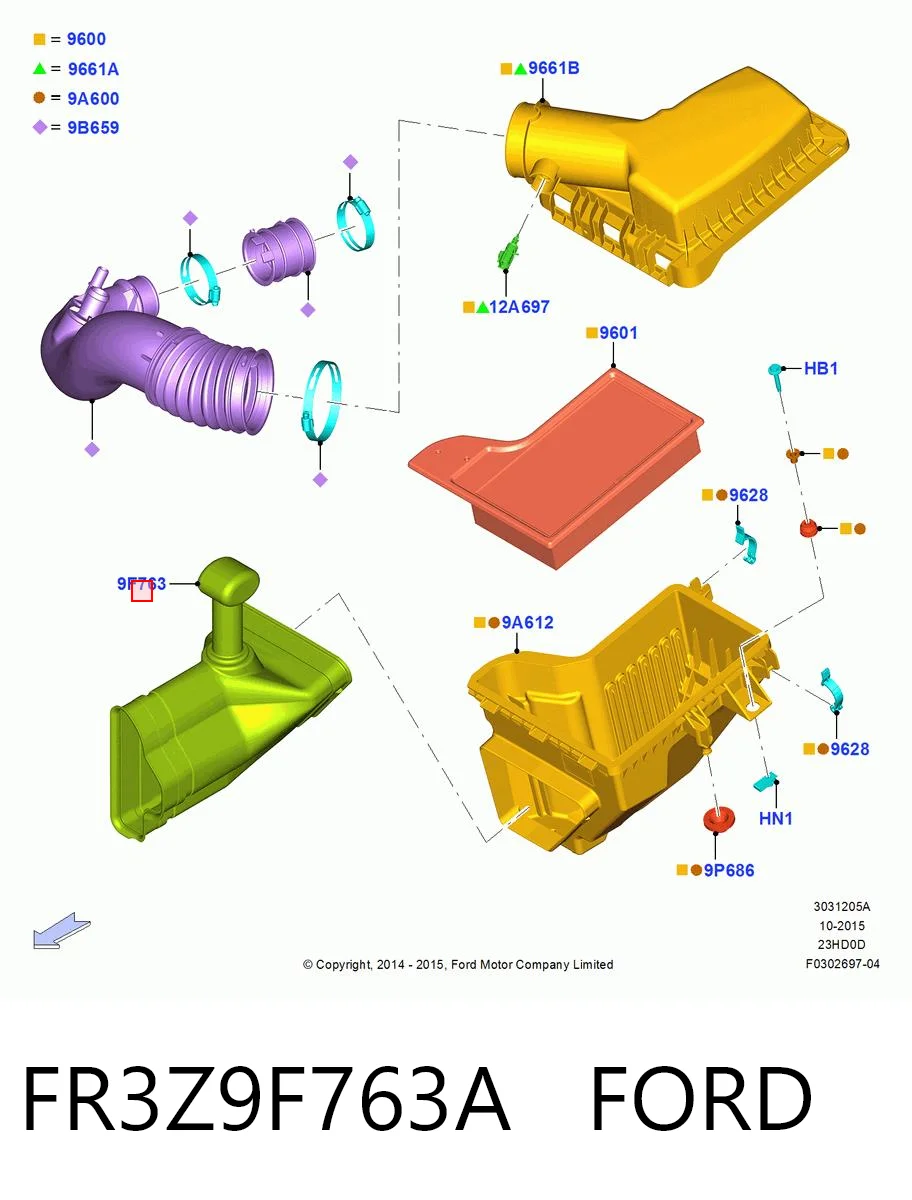 FR3Z9F763A Ford Резонатор повітряного фільтра