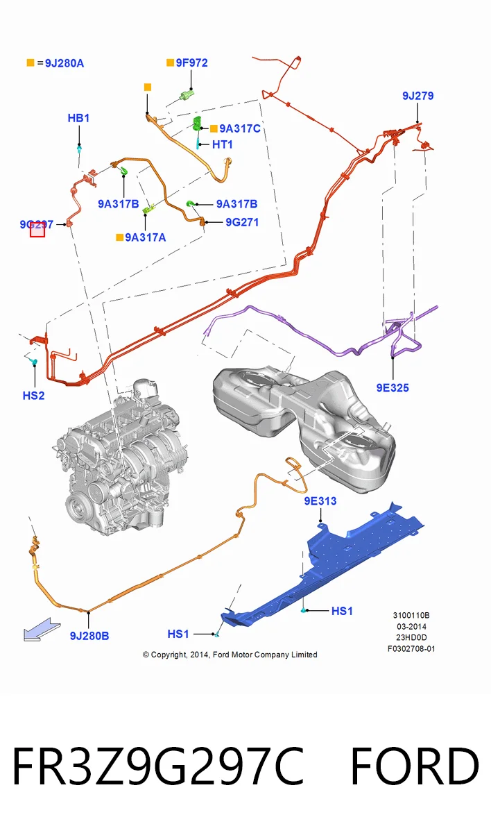 FR3Z9G297C Ford Система управління парами палива