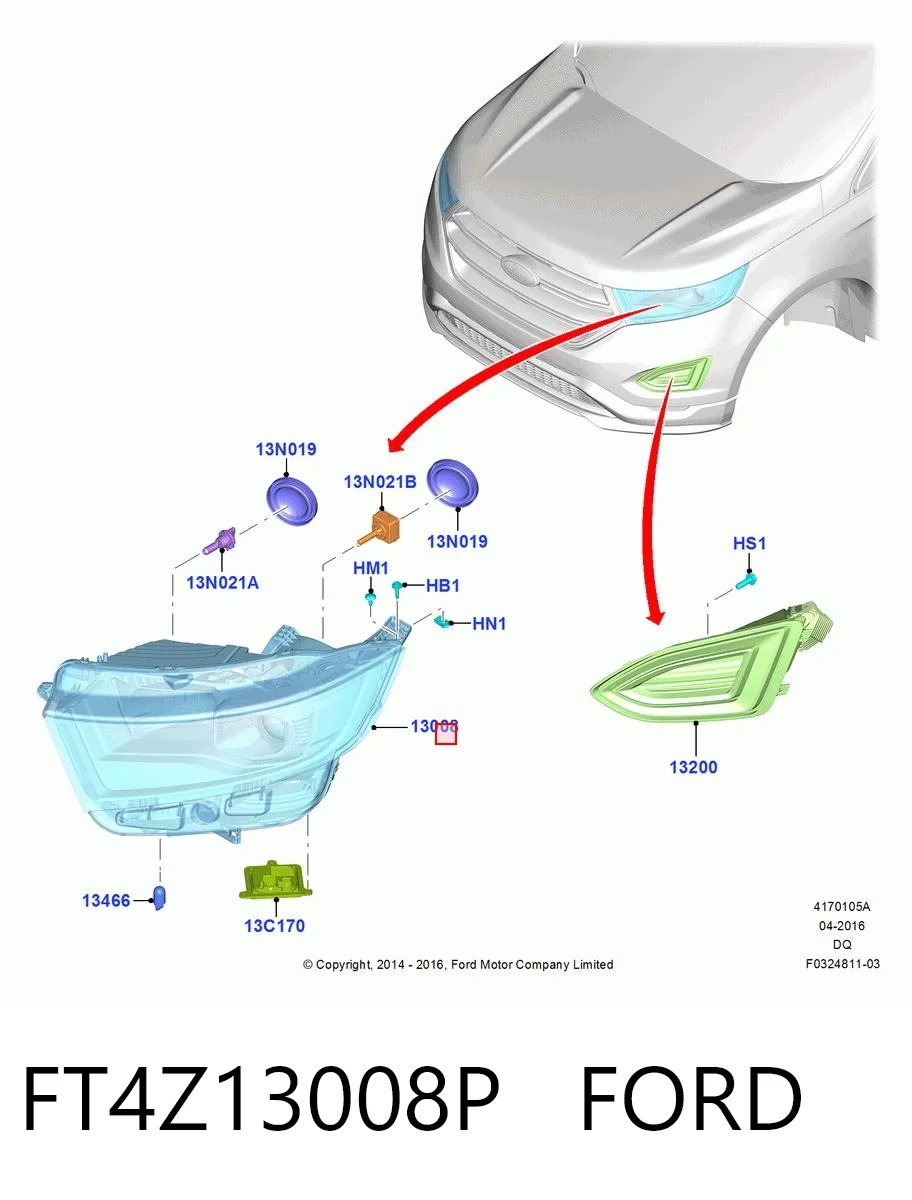 FT4Z13008P Ford Фара дальнього світла в зборі