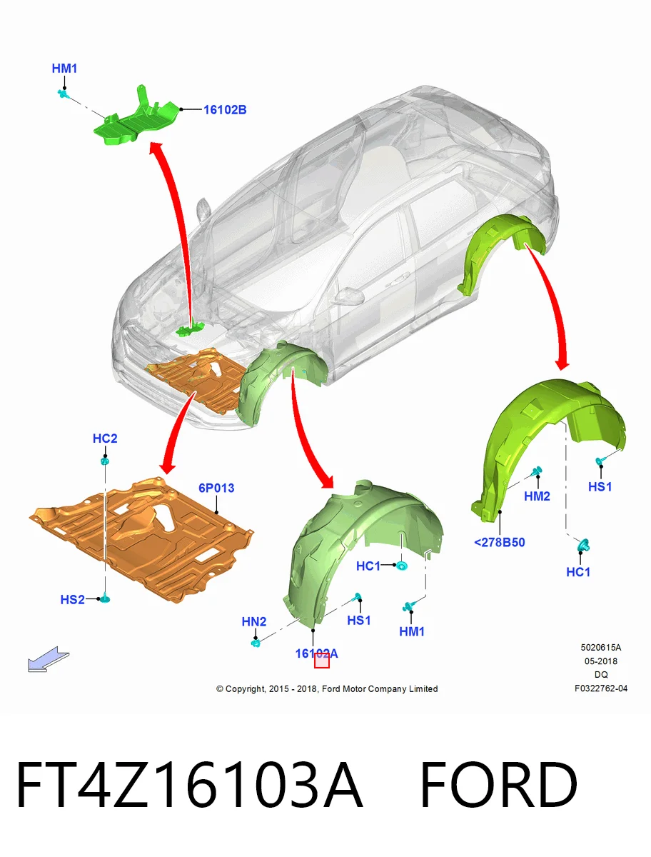 FT4Z16103A Ford Підкрилок переднього крила, лівий