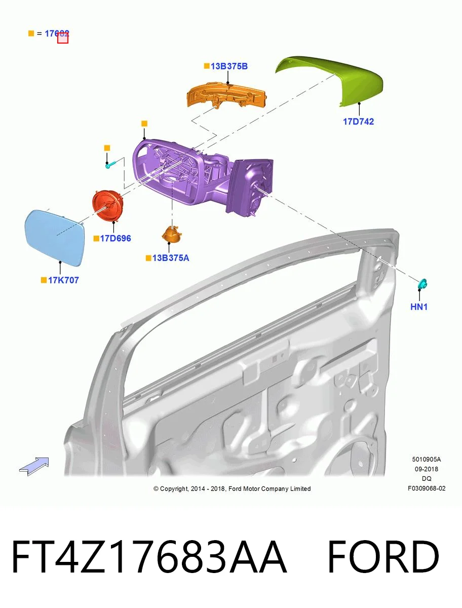 FT4Z17683AA Ford Дзеркало заднього виду, ліве