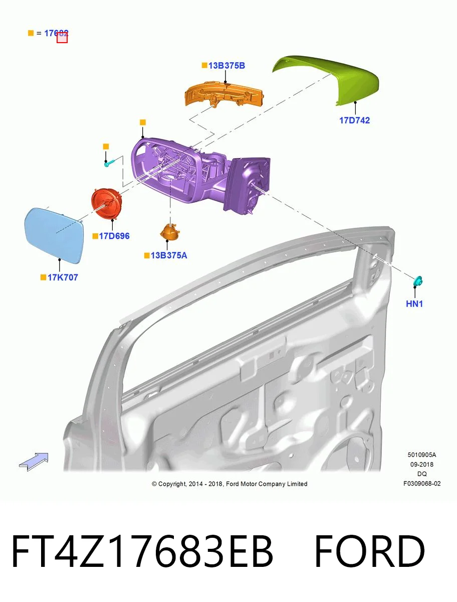 FT4Z17683EB Ford Дзеркало заднього виду, ліве