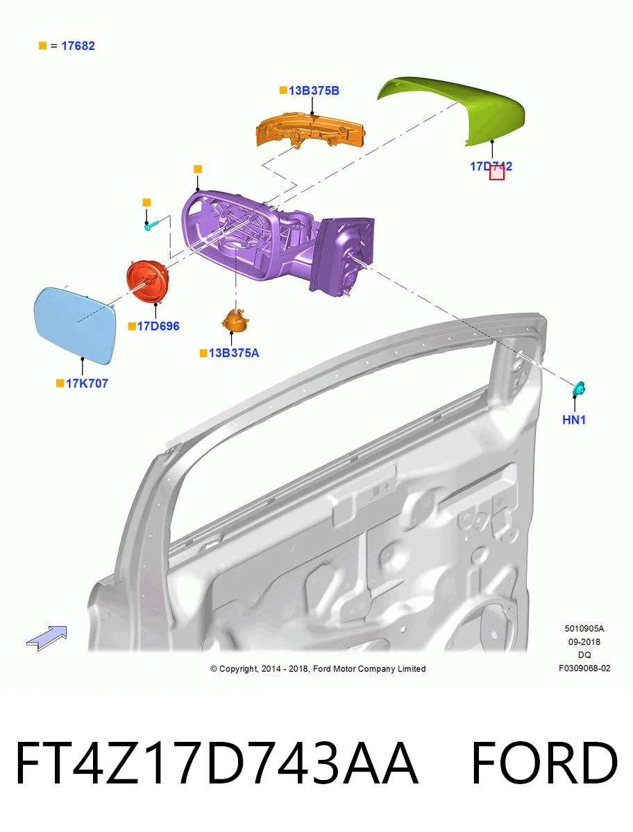 FT4Z17D743AA Ford Накладка водійського дзеркала