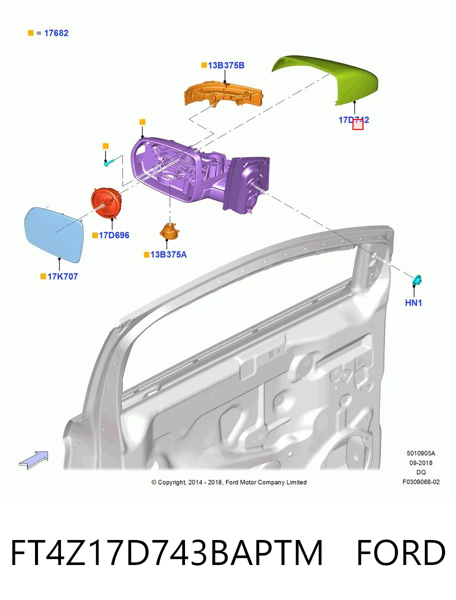 FT4Z17D743BAPTM Ford Дзеркало заднього виду