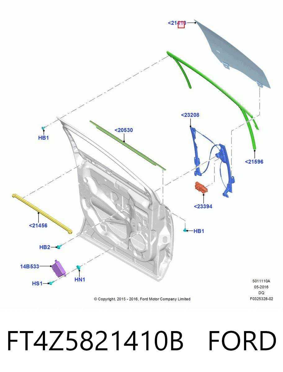 FT4Z5821410B Ford Скло пасажирських дверей